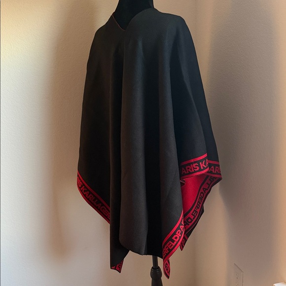 Karl Lagerfeld Black Cape with Red Accents - Picture 9 of 10